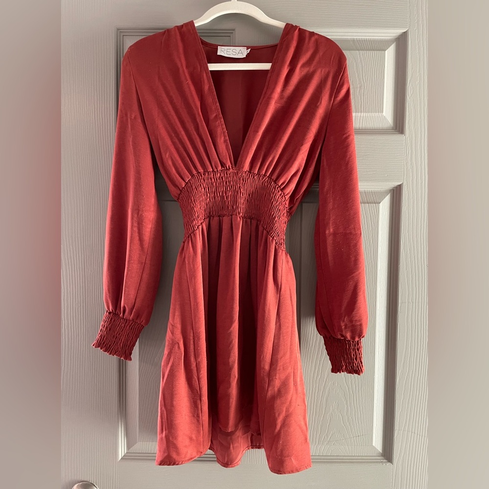 RESA Deep Red Long Sleeve Dress